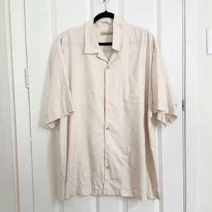Men Tommy Bahama 100% Silk Short Sleeve Button Down Casual Shirt  Off White XXL